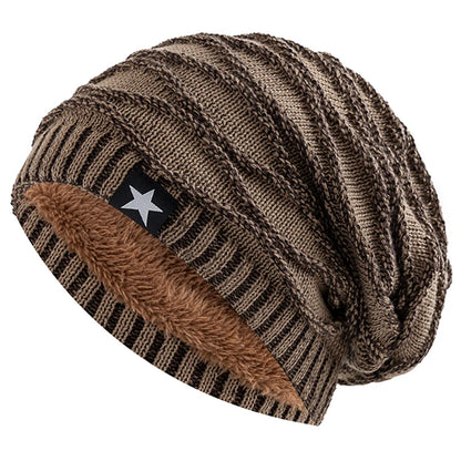 New Unisex Slouchy Winter Hats Add Fur Lined For Men And Women, Decor Five - Pointed Star