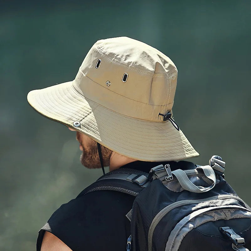New Men's Wide Brim Sun Hat - Waterproof UV Protection Safari Bucket Hat
