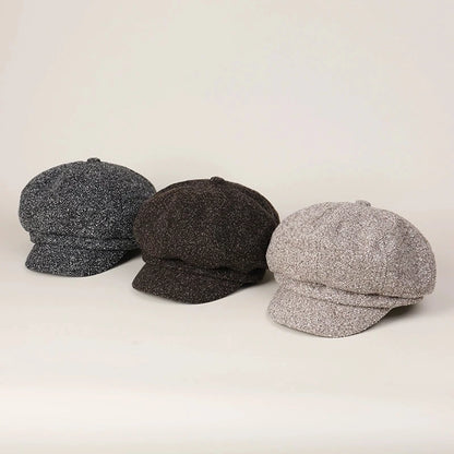 Wool Blended Newsboy Cap British Style Beret Hats