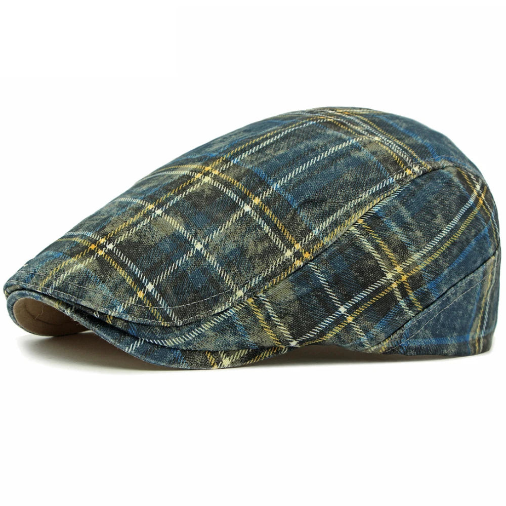 Men Women Vintage Plaid Artist Painter Beret Hat