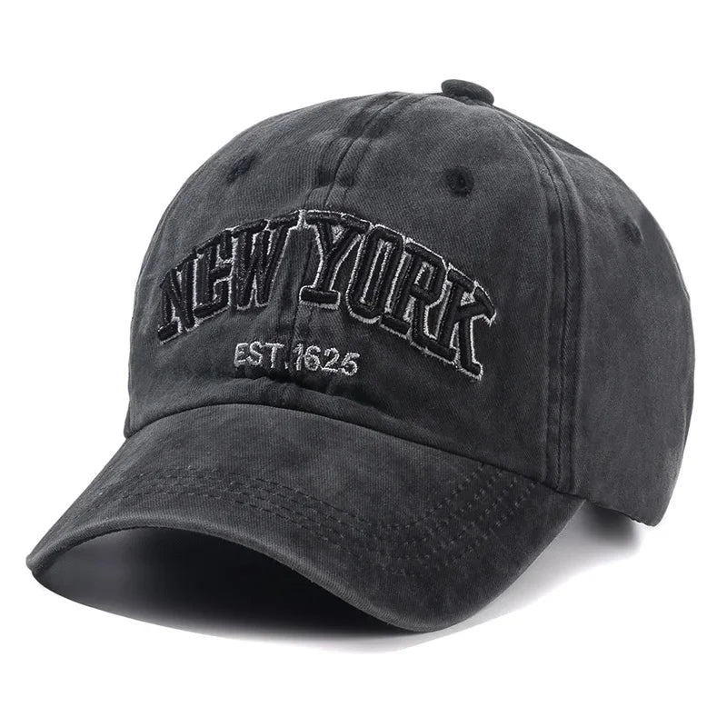 New York Washed Cotton Cap For Men Women