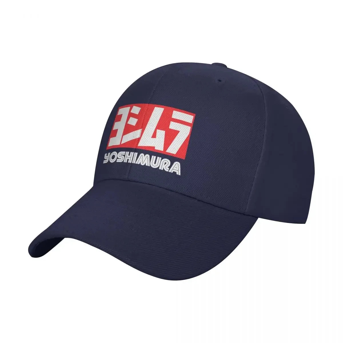 Yoshimura Motorcycle Racing Black Baseball Hat with Bold Red & White Logo, Perfect for Sports Fans
