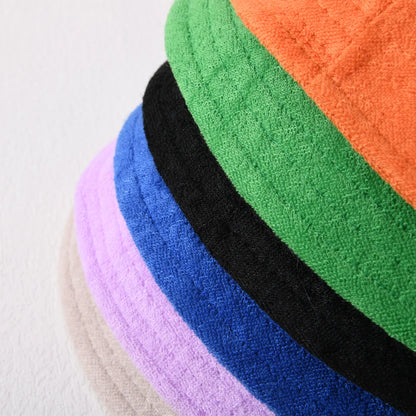 Simple Terry Cloth Towel Bucket Hat Spring Autumn