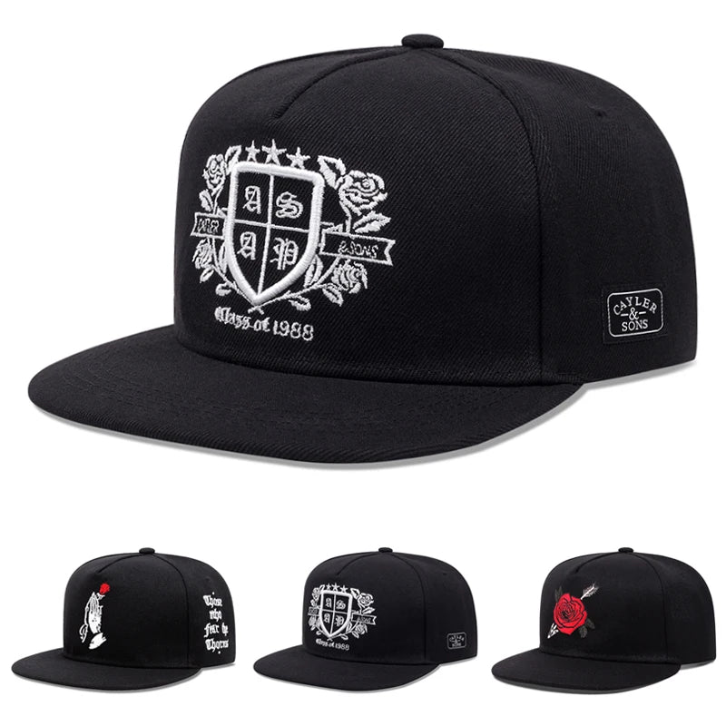 Fashion New Flat Edge Hat Rose Letter Embroidered Baseball Hat Daily Sunshade Hat Unisex Hip Hop Hat