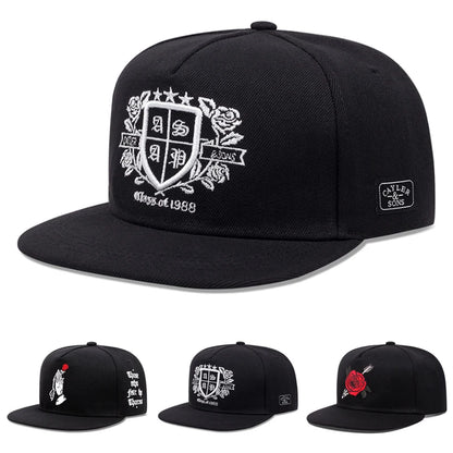 Fashion New Flat Edge Hat Rose Letter Embroidered Baseball Hat Daily Sunshade Hat Unisex Hip Hop Hat
