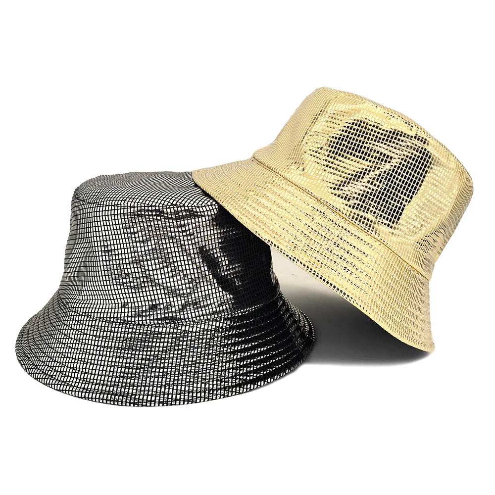 Fashion Bling Panama Women Men Decorate Bucket Hat