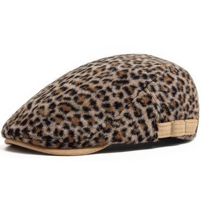 Women Men Leopard Print Flat Cap
