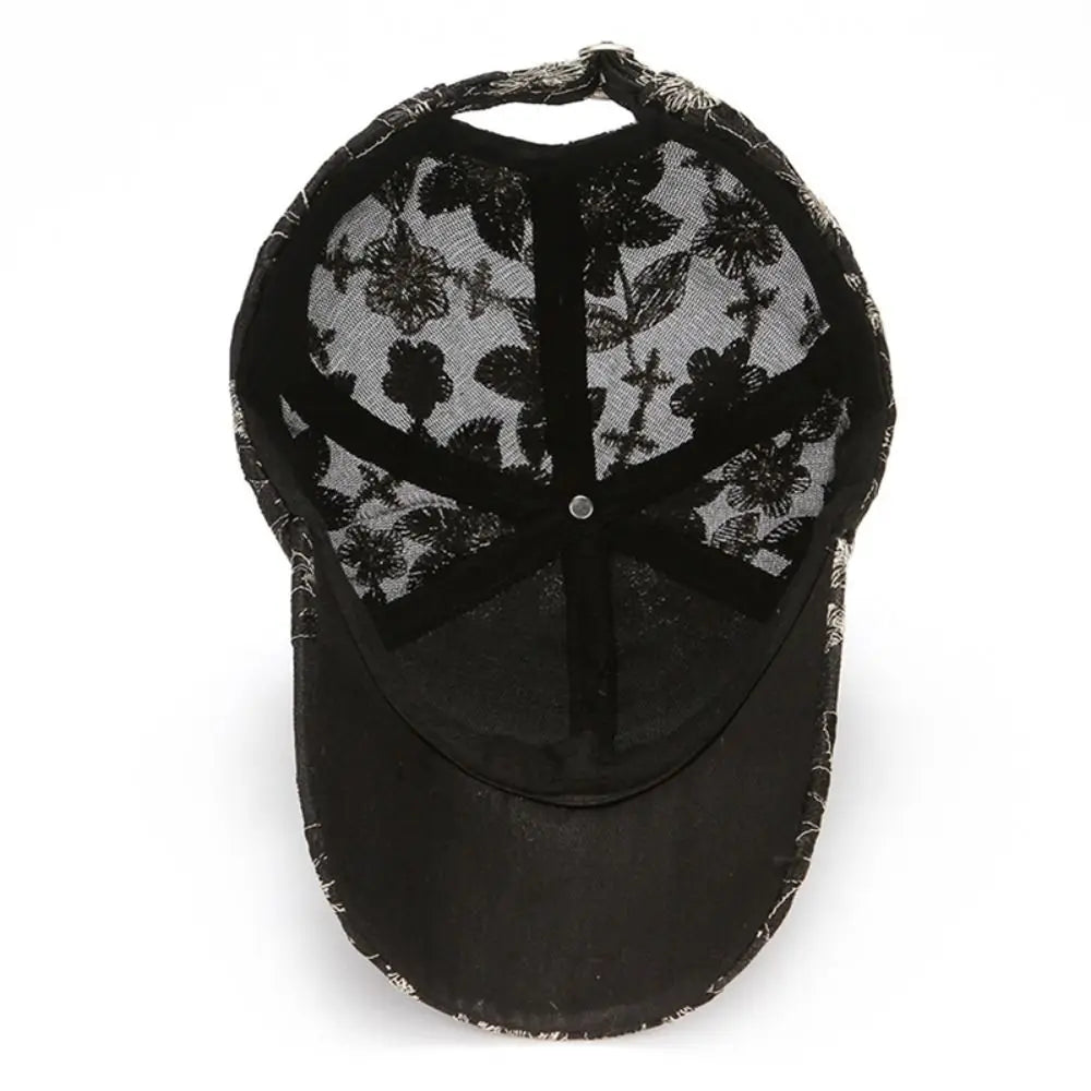 Fashion Breathable Floral Lace Baseball Cap Hollow Adjustable