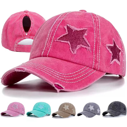 Unisex Star Embroidery Baseball Caps Spring Autumn