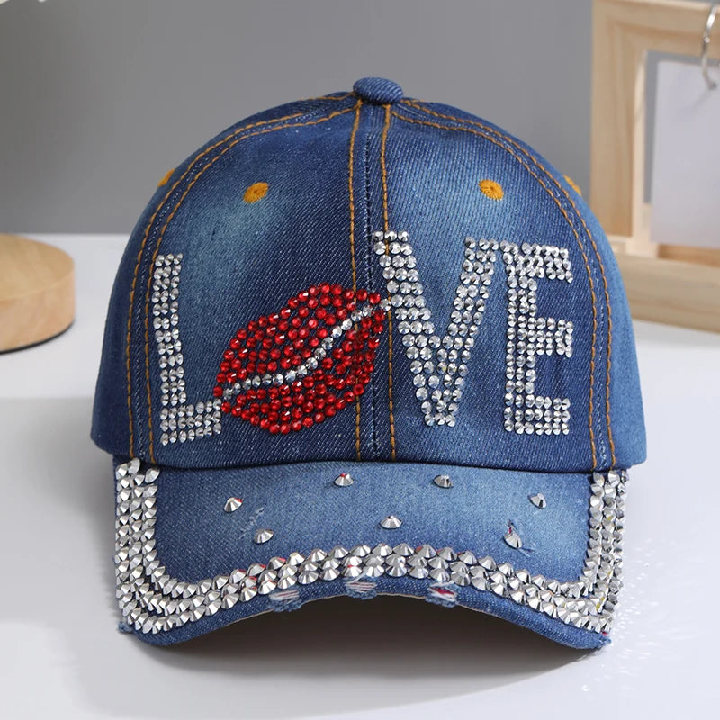 Women Sequins Rhinestone Droplets Casual Sports Cap