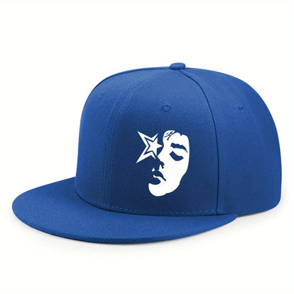 Fashion Face Pattern Printed Flat Brim Hat Hip Hop Y2k Snapback Hats
