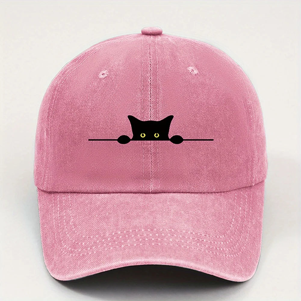 Cute Black Cat Printed Baseball Cap for Men and Women