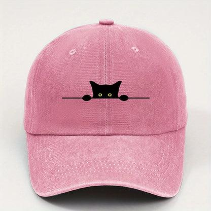 Cute Black Cat Printed Baseball Cap for Men and Women