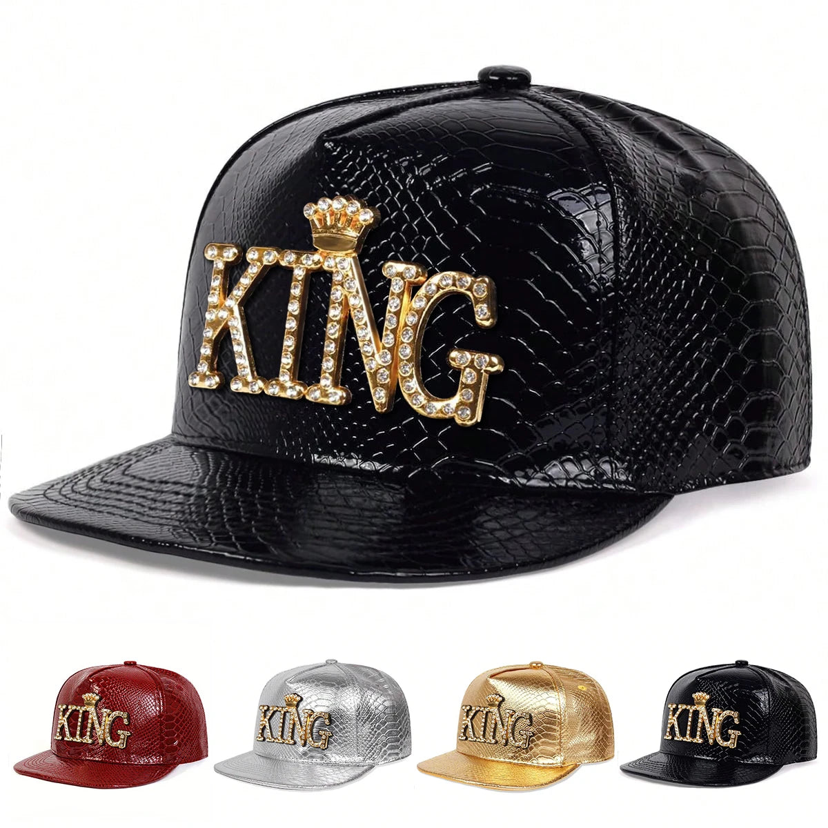 Unisex King Pattern Leather Hip-Hop Hats Spring Autumn