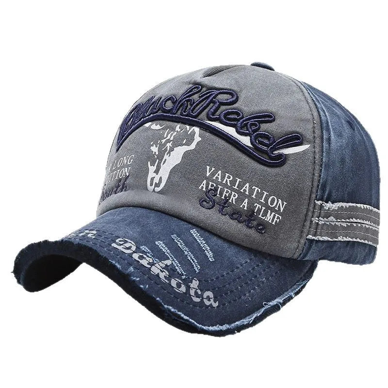 Retro Embroidered Letter Washed Baseball Cap