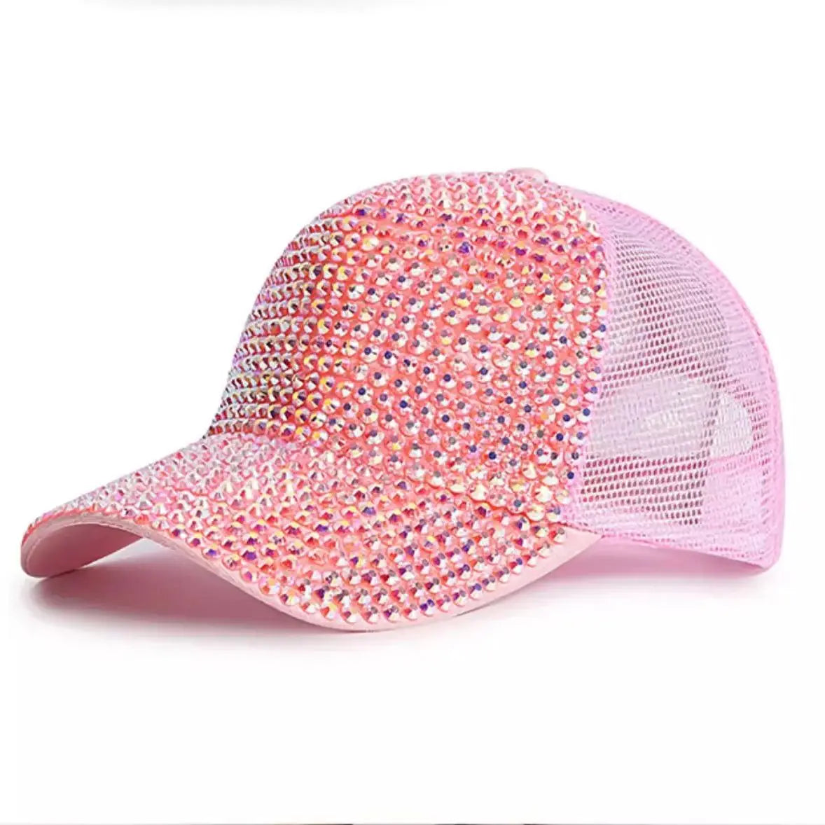 Baseball Cap Women Full Rhinestone Beads Mesh Cap
