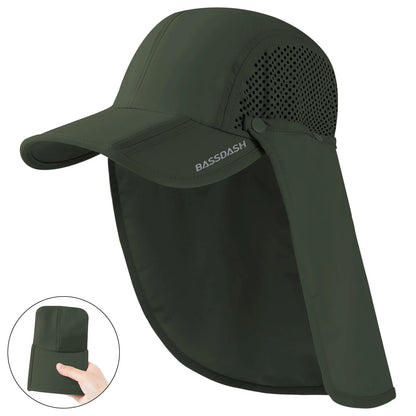 UPF 50+ Foldable Fishing Hat Baseball Cap With Removable Neck Flap Portable