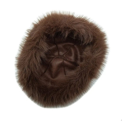 New Warm Fluffy Fur Bucket Hat Thicken Cold Panama Cap