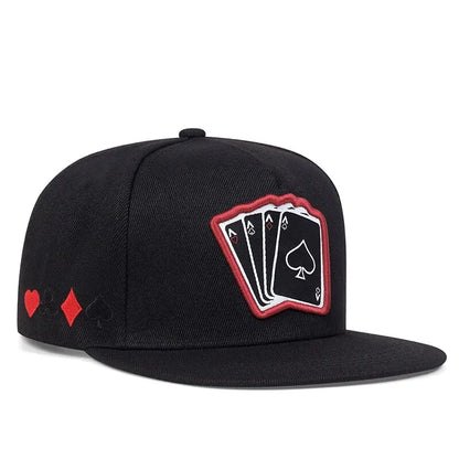 New Fashion Hip Hop Cap Men Women Playing Card Embroidered Snapback Caps