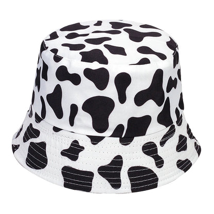 Unisex Cow Print Double-side Personality Bucket Hats Fishermen Caps