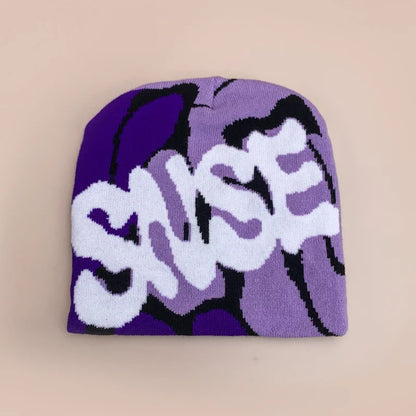 Color Block Letter Wool Knitted Hats
