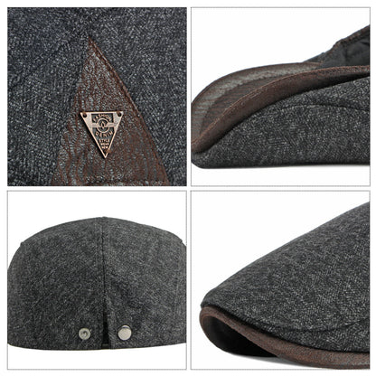 British Retro Beret Hat For Men Winter Thick Warm Woolen Newsboy Cap