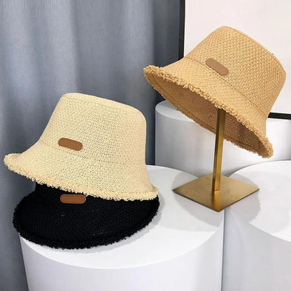 Korean Straw Hat Summer Women Sun Protection Bucket Hat