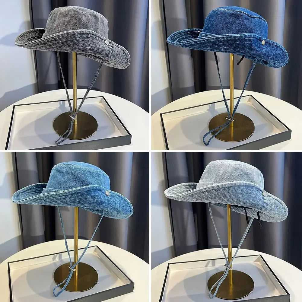 Unisex Vintage Washed Denim Bucket Hat