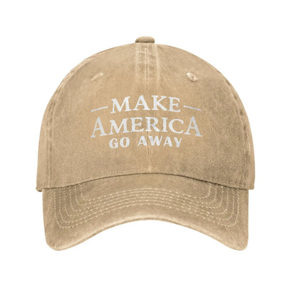 Make America Go Away Unisex Baseball Cap Funny Sarcasm Saying Distressed Denim Hats