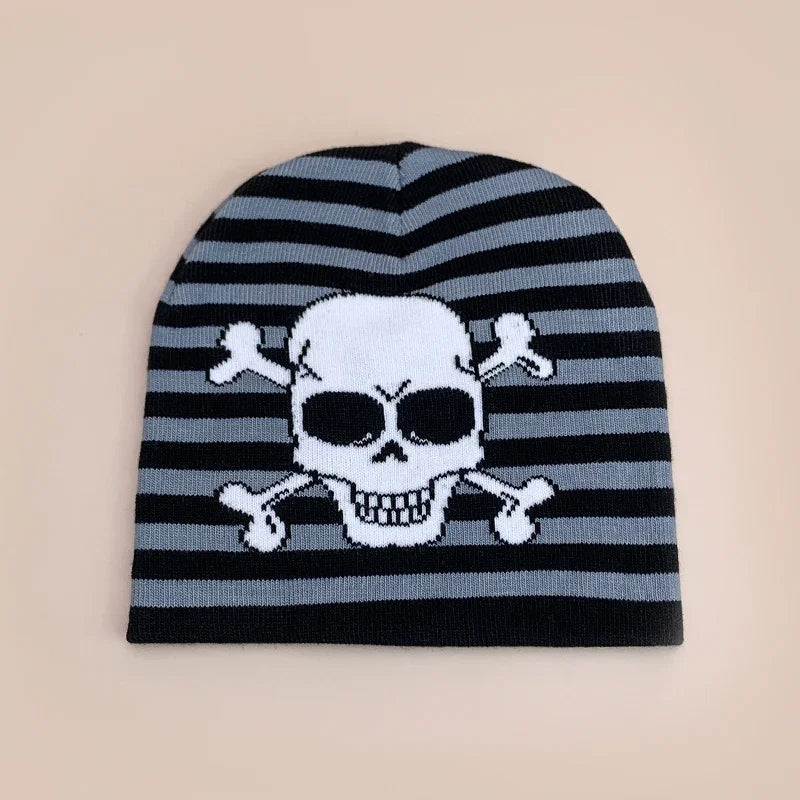 Skull Stripe Wool Knitted Hats Autumn And Winter