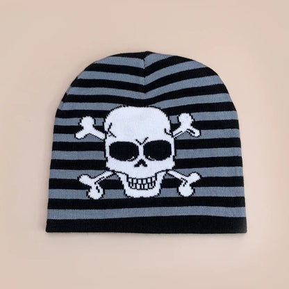 Skull Stripe Wool Knitted Hats Autumn And Winter