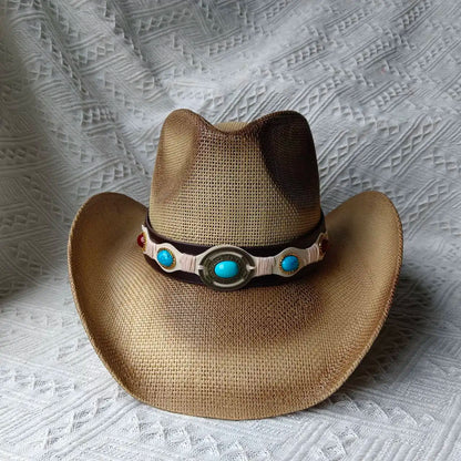Woven Hard Summer Sapphire Accessories Neutral Cowboy Hat