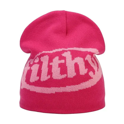 Y2K Letter Knitted Winter Autumn Beanie Cap Men Women