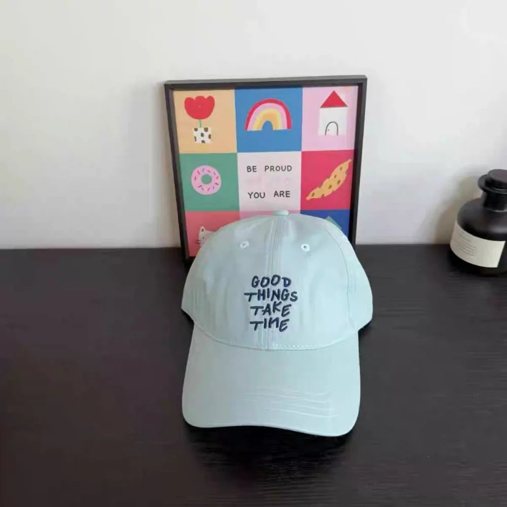 Spring Letter Embroidery Baseball Cap For Women All Season Versatile Soft Top Couple Sunshade Duckbill Cap