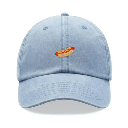 Hotdog Baseball Cap Vintage Washed Unisex Dad Hat Adjustable Faded Sports Sun Food Hiking Gardening Funny