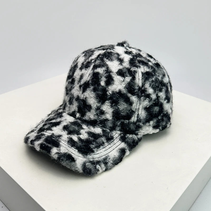 Check Leopard Print Baseball Hats Sunshade Retro Warm