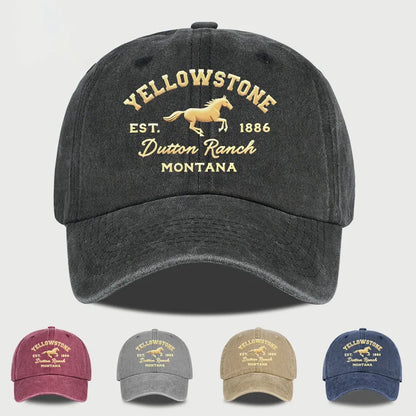 Yellowstone Horse Print Washed Baseball Cap Lightweight Breathable Adjustable Unisex Casual Cap