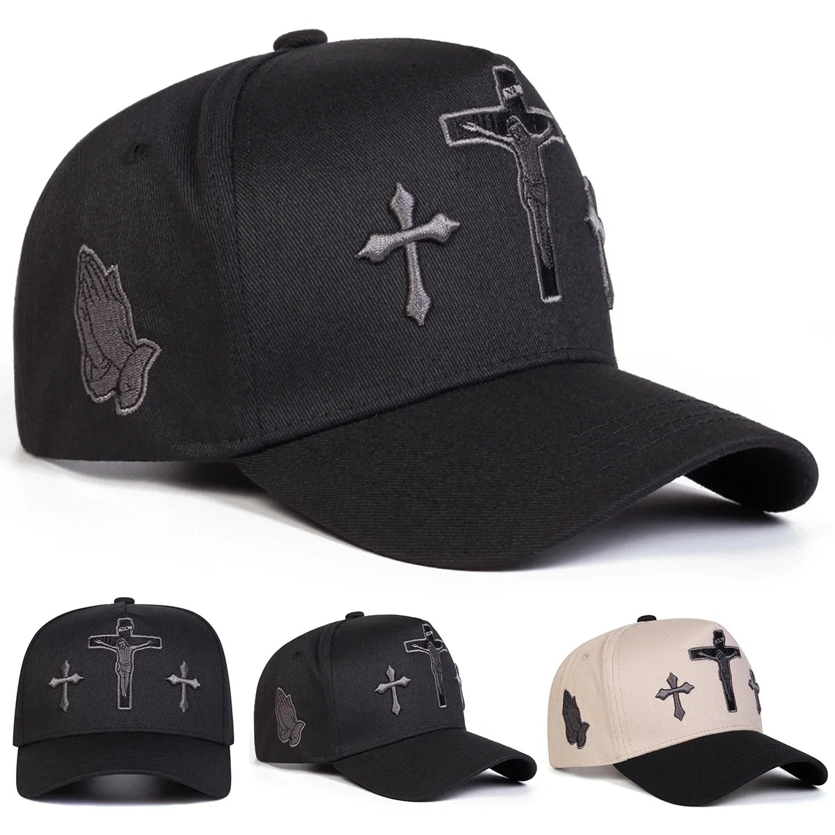 Unisex Cross Embroidery Baseball Caps Spring and Autumn