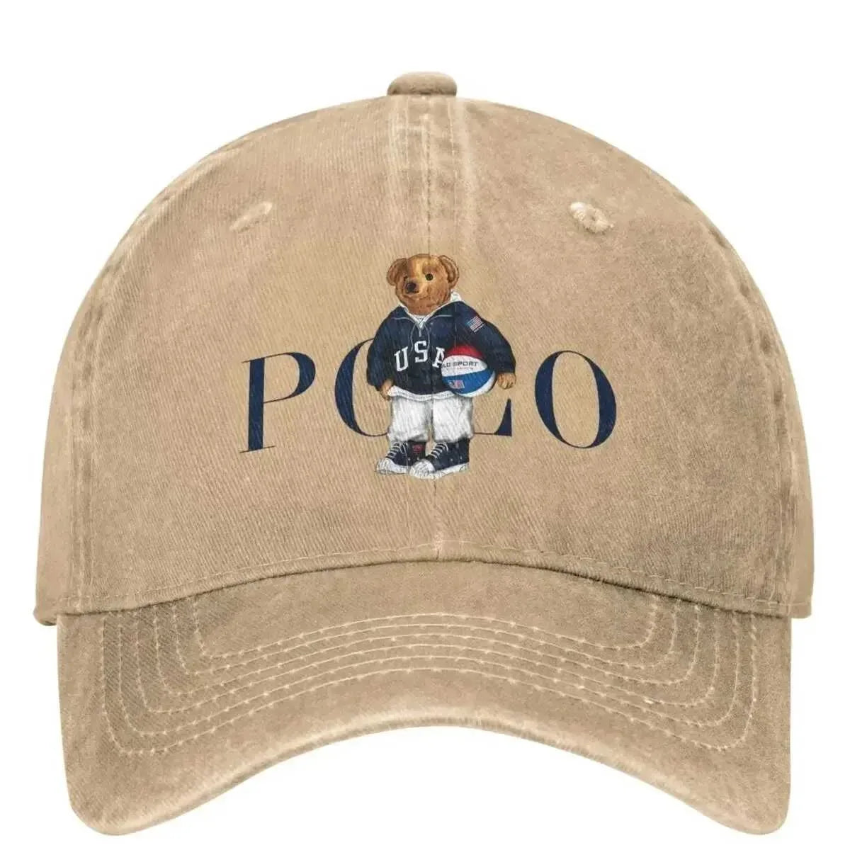 1pc Baseball Bear Print Washed Baseball Cap for Adults