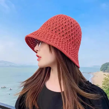 2026 Korean Hook Woven Hollowed Out Fisherman Hat