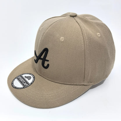 Letter A Embroidered Flat Brim Snapback Cap