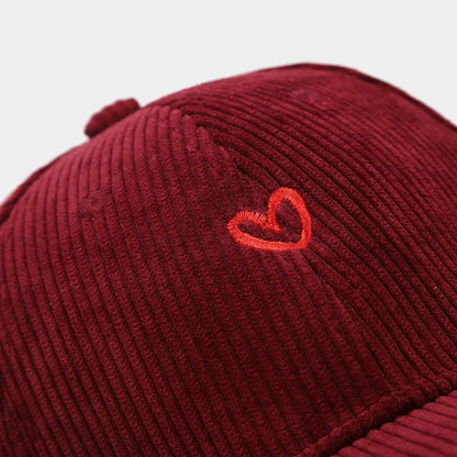 Little Love Embroidered Corduroy Baseball Cap Spring and Autumn Women's
