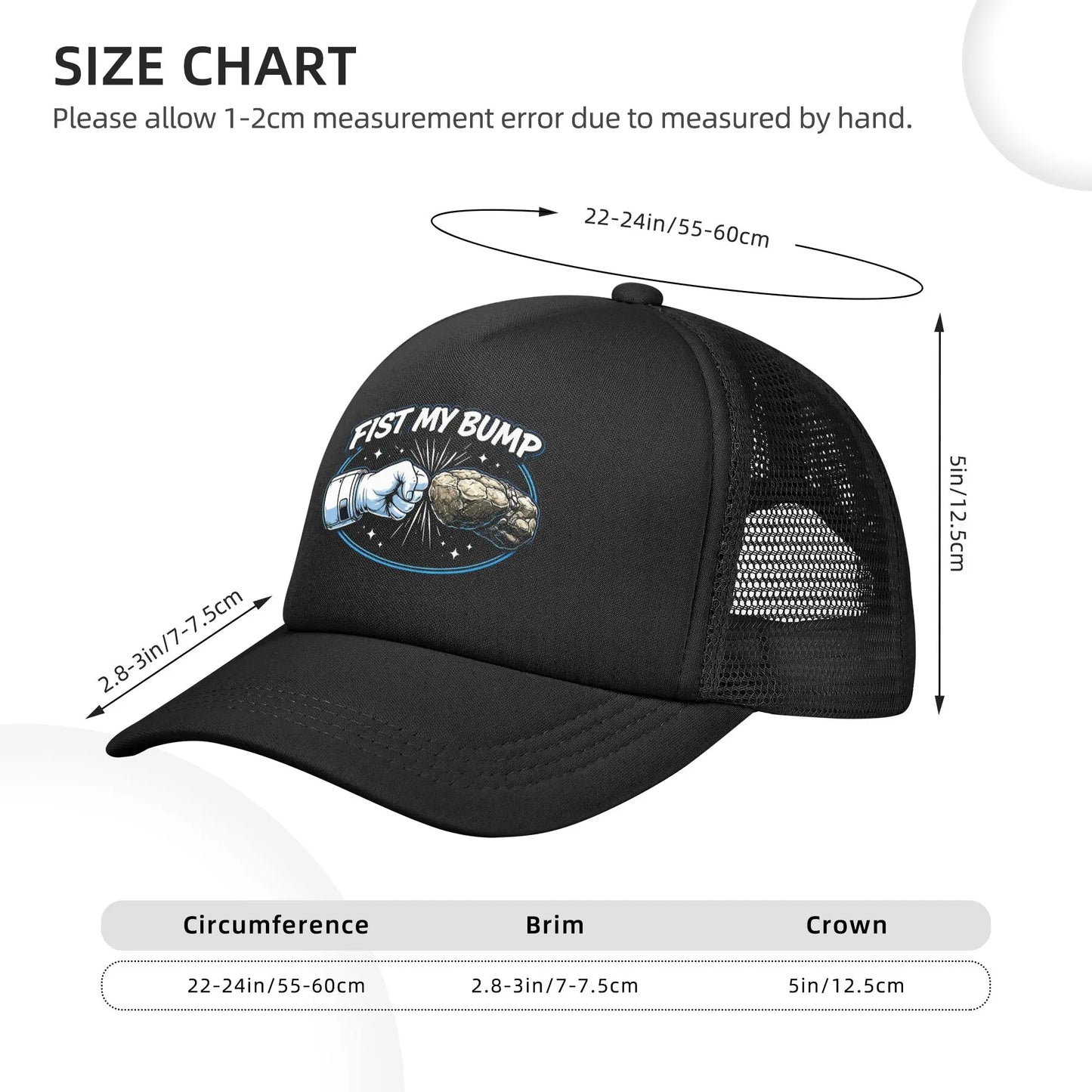 Men Fist My Bump Cap HipHop Mesh Baseball Caps