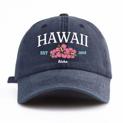 1pc Hawaii Print Washed Baseball Cap for Adults