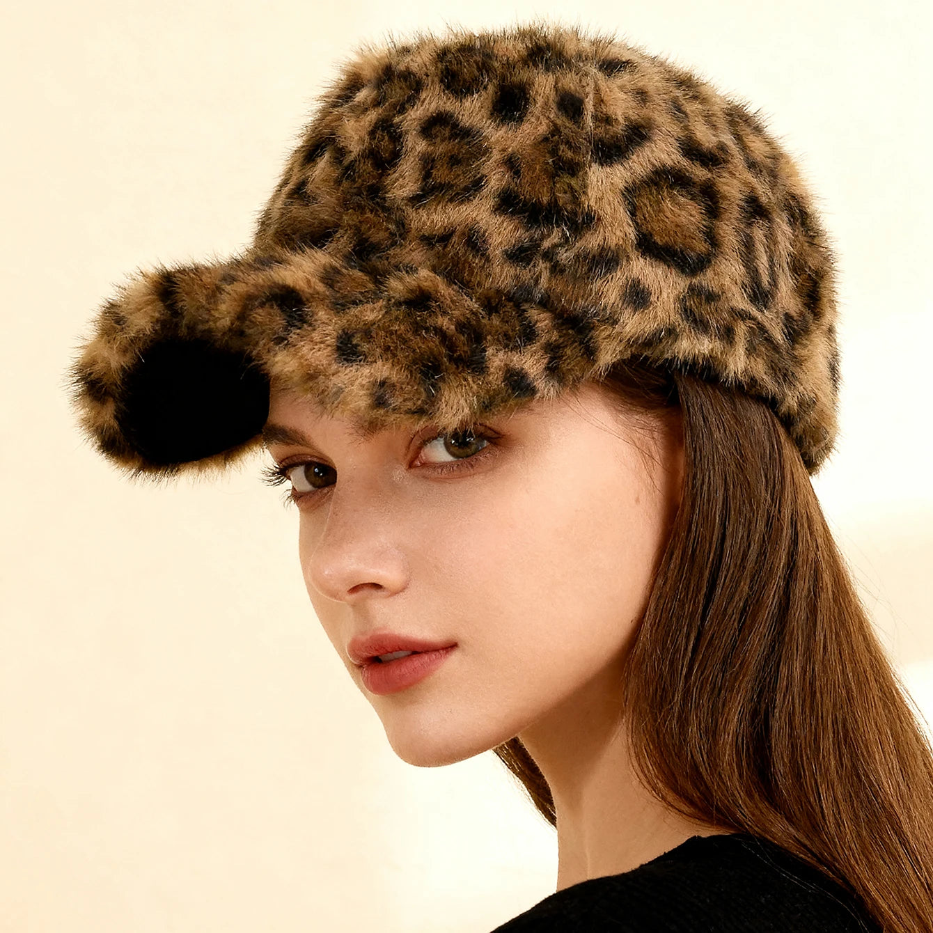 Korean Fashion Fuzzy Leopard Print Baseball Cap