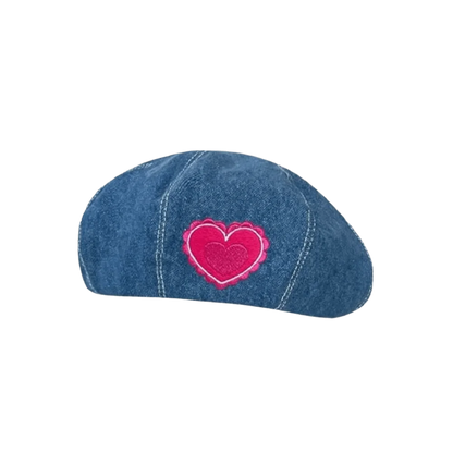 Casual Denim Berets Hat Cherry Sweet Artist Berets Adjustable