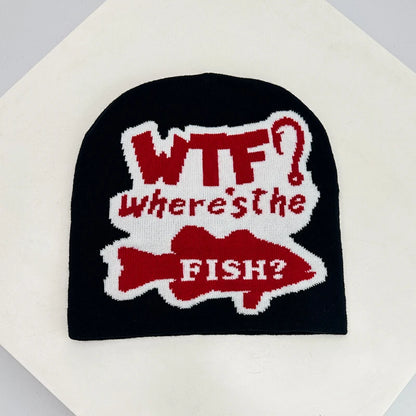 Autumn And Winter New Unisex Funny Fish Letter Knitted Hats