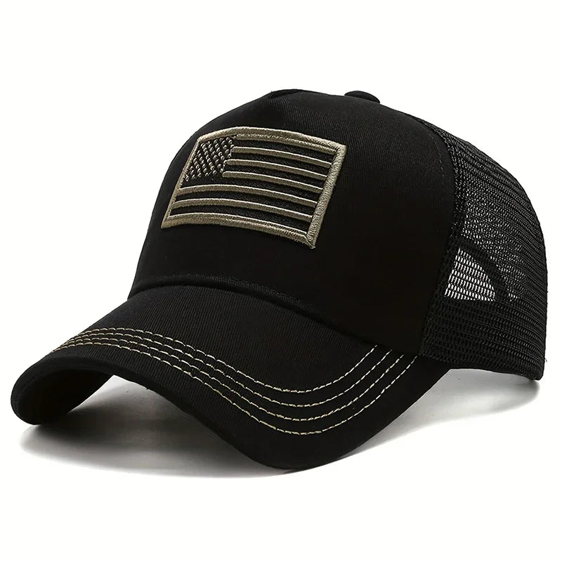 Unisex American Flag Embroidery Baseball Net Caps