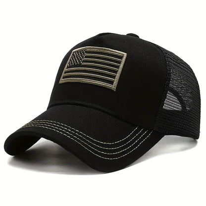 Unisex American Flag Embroidery Baseball Net Caps