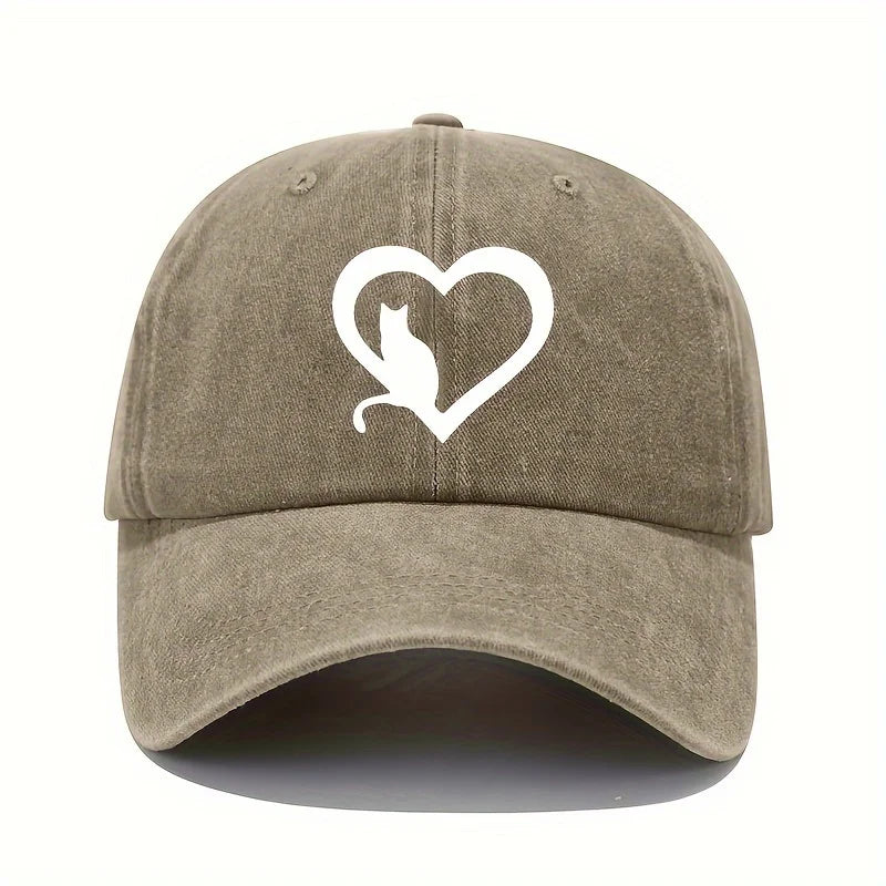 Kitten Print Baseball Cap Retro Lightweight Washed Hat women's for All Seasons